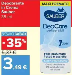 Carrefour Market Deodorante in Crema Sauber offerta