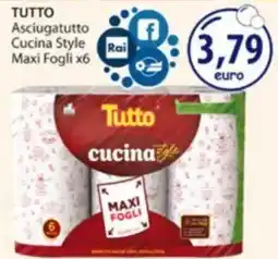 Acqua & Sapone TUTTO Asciugatutto Cucina Style Rai Maxi Fogli x6 offerta