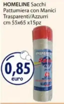 Acqua & Sapone HOMELINE Sacchi Pattumiera con Manici Trasparenti/Azzurri offerta