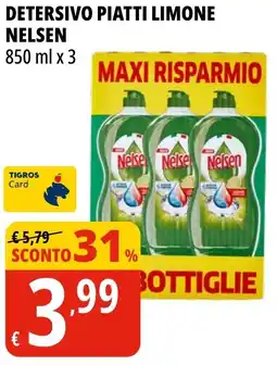 Tigros Detersivo piatti limone NELSEN offerta