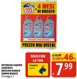 Tigros Detersivo liquido lavatrice muschio bianco OMINO BIANCO offerta