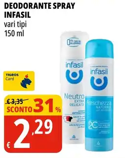 Tigros Deodorante spray INFASIL offerta