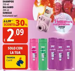 Tigros Shampoo balsamo SUNSILK offerta