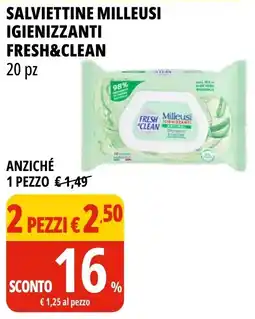 Tigros Salviettine milleusi igienizzanti FRESH&CLEAN 20 pz offerta