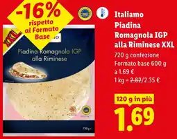 Lidl Italiamo Piadina Romagnola IGP alla Riminese XXL offerta