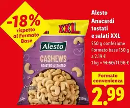 Lidl Alesto Anacardi tostati e salati XXL offerta