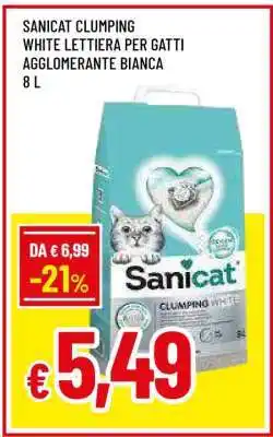 Famila SANICAT CLUMPING WHITE LETTIERA PER GATTI AGGLOMERANTE BIANCA 8 L offerta