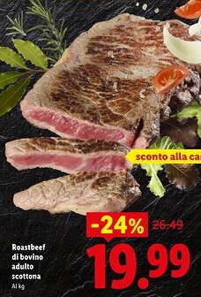 Lidl Roastbeef di bovino adulto scottona offerta