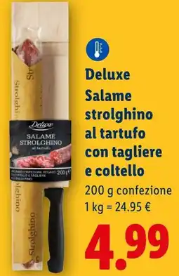 Lidl Deluxe Salame strolghino al tartufo con tagliere e coltello offerta