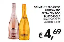 Coal Spumante prosecco millesimato extra dry doc sant'orsola lux/rose offerta