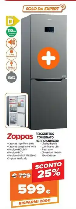 Expert Zoppas frigorifero hzbf46snh1xd0 offerta