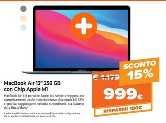 Expert Macbook air 13" (chip m1 con gpu 7-core, 256gb ssd, 8gb ram) - oro (2020) offerta