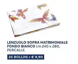 Coal Lenzuolo sopra matrimoniale fondo bianco percalle offerta