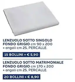 Coal Lenzuolo sotto singolo fondo grigio + angoli percalle. offerta