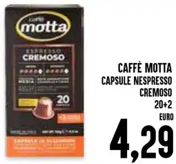 Al Discount Caffè motta capsule nespresso cremoso 20+2 offerta