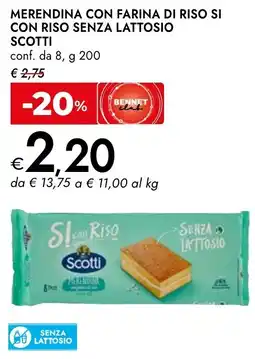 Bennet Merendina con farina di riso si con riso senza lattosio SCOTTI offerta