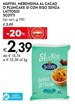Bennet Muffin, merendina al cacao o plumcake si con riso senza lattosio SCOTTI offerta