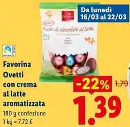 Lidl Favorina Ovetti con crema al latte aromatizzata offerta