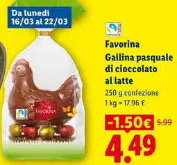 Lidl Favorina Gallina pasquale di cioccolato al latte offerta