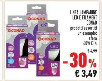 Conad Conad linea lampadine led e filament offerta