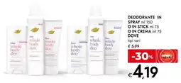 Bennet Deodorante in spray o in stick o in crema DOVE offerta