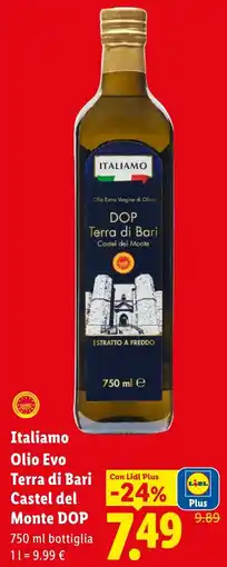 Lidl Italiamo Olio Evo Terra di Bari Castel del Monte DOP offerta