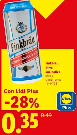 Lidl Finkbräu Birra analcolica offerta