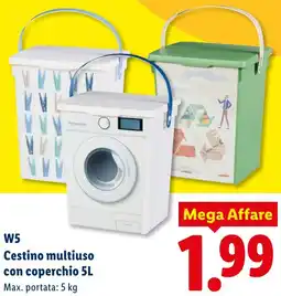 Lidl W5 Cestino multiuso con coperchio 5L offerta