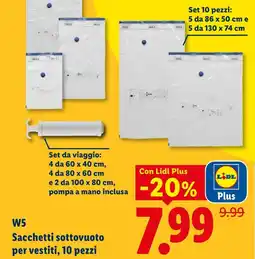 Lidl W5 Sacchetti sottovuoto per vestiti, 10 pezzi offerta