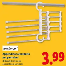 Lidl weinberger Appendino salvaspazio per pantaloni offerta