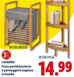 Lidl LIVARNO Cesto portabiancheria o portaoggetti angolare in bambù offerta
