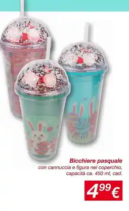 KiK Bicchiere pasquale con cannuccia e figura nel coperchio offerta