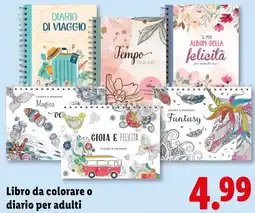Lidl Libro da colorare o diario per adulti offerta