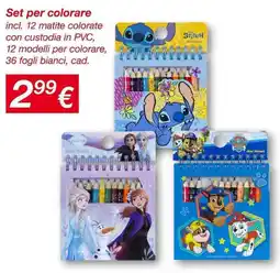 KiK Set per colorare incl. 12 matite colorate con custodia in PVC, 12 modelli per colorare offerta