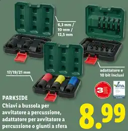 Lidl PARKSIDE Chiavi a bussola per avvitatore a percussione, adattatore per avvitatore a percussione o giunti a sfera offerta