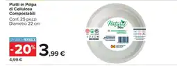 Carrefour Piatti in Polpa di Cellulosa Compostabili offerta