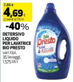 Coop DETERSIVO LIQUIDO PER LAVATRICE BIO PRESTO offerta