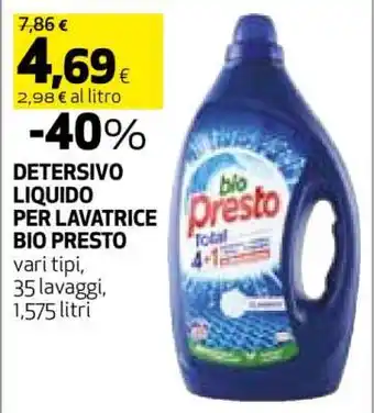 Coop DETERSIVO LIQUIDO PER LAVATRICE BIO PRESTO offerta