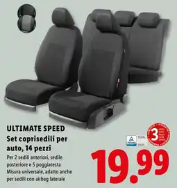 Lidl ULTIMATE SPEED Set coprisedili per auto, 14 pezzi offerta