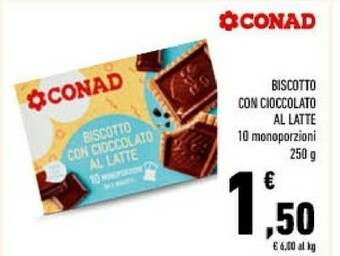 Conad Conad biscotto con cioccolato al latte offerta
