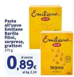 Sigma Pasta all'uovo Emiliane Barilla filini, sorprese, grattoni offerta