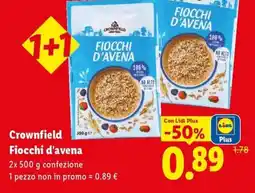Lidl Crownfield Fiocchi d'avena offerta