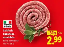 Lidl Salsiccia Luganega arrotolata offerta