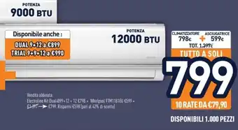 Unieuro Dual Split inverter Potenza 12000 BTU offerta