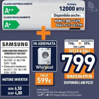 Unieuro Samsung Condizionatore Monosplit Windfree kit Far12nxt offerta