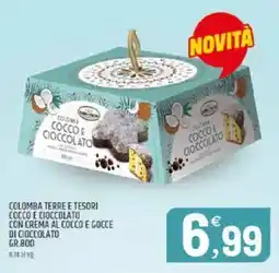 Ard Discount Colomba terre e tesori cocco e cioccolato con crema al cocco e gocce di cioccolato offerta