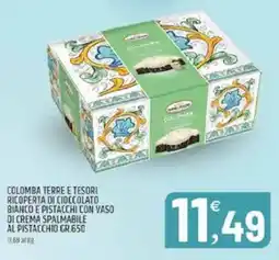 Ard Discount Colomba terre e tesori ricoperta di cioccolato bianco e pistacchi con vaso di crema spalmabile al pistacchio offerta