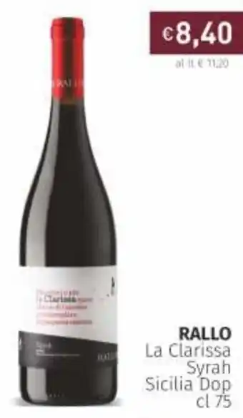 Prezzemolo e Vitale Rallo La Clarissa Syrah Sicilia Dop 75cl offerta