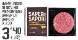 Supermercati Dok Hamburger di bovino piemontese SAPER DI SAPORI offerta