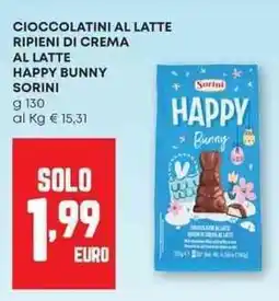 Panorama Cioccolatini al latte ripieni di crema al latte happy bunny SORINI offerta